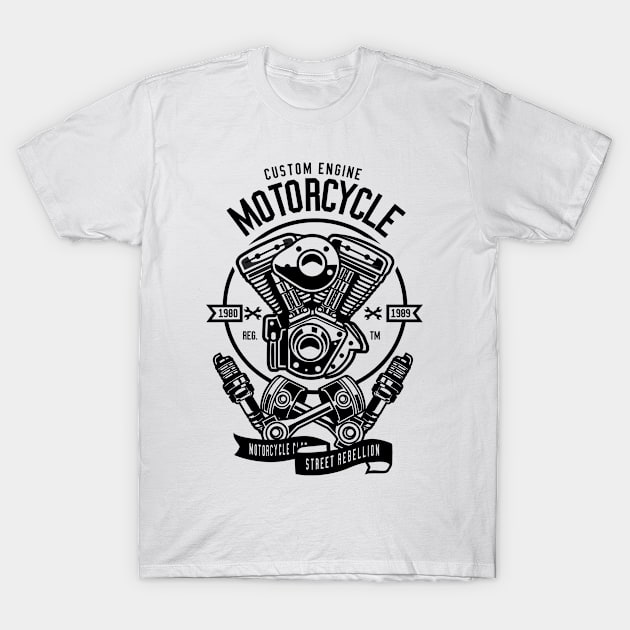 Custom Motorcycle Engine T-Shirt by Hudkins